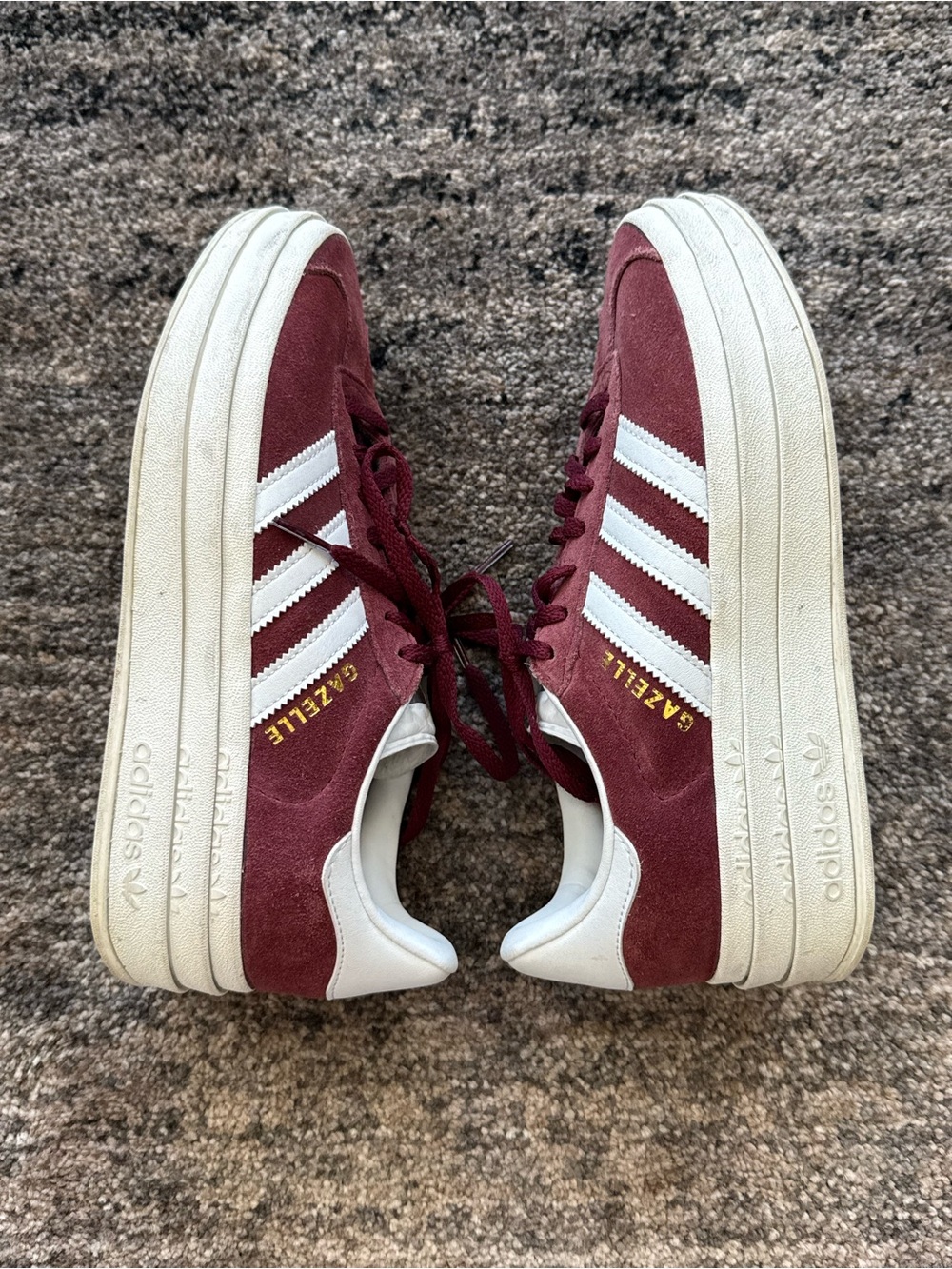 adidas Originals Gazelle Bold trainers in shadow red and cloud white - Picture 9 of 12